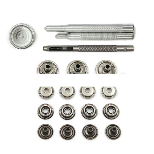 25 Sets 201/203 Metall-Druckknöpfe, Druckknöpfe, 4 Installationswerkzeuge für Kleidung, Kleidersäcke, Schuhe, Lederhandwerk, Nickel mit Werkzeug, 12,5 mm (203) von YOGAES