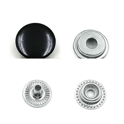 25 Sets 201/203 Metall-Druckknöpfe, Druckknöpfe, 4 Installationswerkzeuge für Kleidung, Kleidersäcke, Schuhe, Lederhandwerk, Schwarz, 17 mm (201) von YOGAES