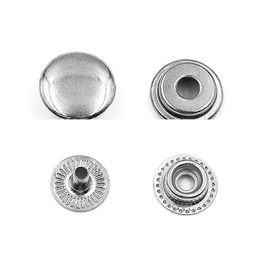 25 Sets 201/203 Metall-Druckknöpfe, Druckknöpfe, 4 Installationswerkzeuge für Kleidung, Kleidersäcke, Schuhe, Lederhandwerk, Silber, 20 mm (201) von YOGAES