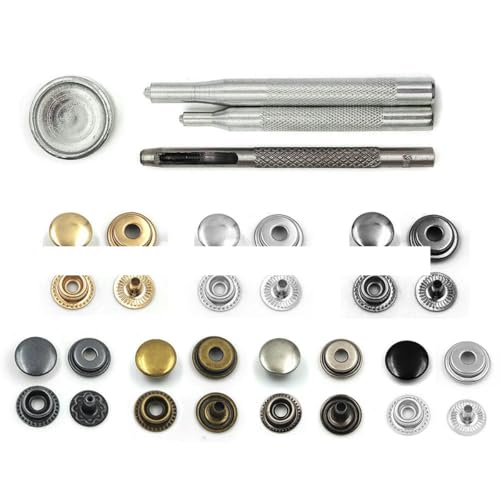 25 Sets 201/203 Metall-Druckknöpfe, Druckknöpfe, 4 Montagewerkzeuge für Kleidung, Kleidersäcke, Schuhe, Lederhandwerk, 35-teiliges Set in verschiedenen Farben, 20 mm (201) von YOGAES