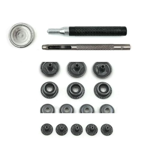 25 Sets 201/203 Metall-Druckknöpfe, Druckknöpfe, 4 Montagewerkzeuge für Kleidung, Kleidersäcke, Schuhe, Lederhandwerk, Schwarznickel-Set B-12,5 mm (203) von YOGAES
