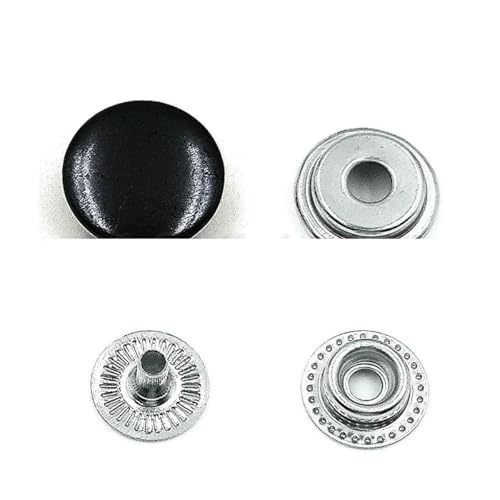 25 Sets 831/633/655/201/203 Druckknöpfe Metalldruckknöpfe Druckknöpfe für Lederhandwerk, Nähen, Kleidung, Kleidersäcke, Schuhe, Schwarz B-15 mm von YOGAES