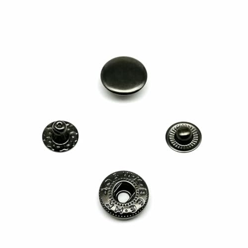 25 Sets Nr. 655, Nr. 633, Nr. 831, Nr. 201, Metall, kein Nähen, Druckknopf, Druckknopf, Niete, Ledertasche, Kleidung, Jacke, Reparatur, Niete, DIY-831, 15 mm, Pistole, schwarz von YOGAES