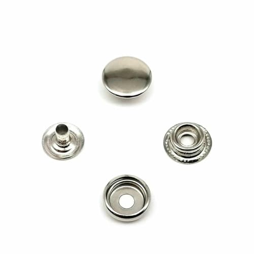 25 Sets Nr. 655 Nr. 633 Nr. 831 Nr. 201 Metall-Druckknopf ohne Nähen, Druckknopf, Niete, Ledertasche, Kleidung, Jacke, Reparaturniete, DIY-201, 15 mm, silberfarben von YOGAES