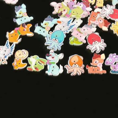 25 Stück Kleidungsstück-Nähzubehör, 2 Löcher, Mix-Form, flache Rückseite, Holzknöpfe für Kleidung, Dekoration, Knopf, DIY, Scrapbooking, M1715-Mix von YOGAES