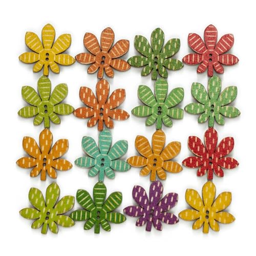 30 Stück Monstera Deliciosa Blätter Bunte Blattserie Holzknopf Nähen Scrapbooking Kleidung Basteln Handgefertigtes Dekor Zubehör-D 30x27mm von YOGAES