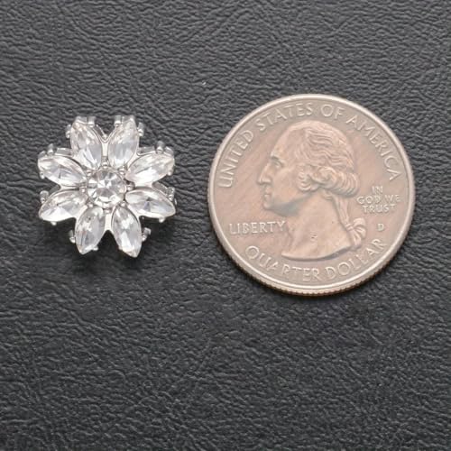 4/8 Stück luxuriöse funkelnde Kristallknöpfe in Blumenform, dicke silberne Metall-Nähknöpfe für Kleidung, dekorativer DIY-Schmuck, 17 mm, Silber, 4 Stück 4/8 Stück luxuriöse funkelnde Kristallknöpfe in Blumenform, dicke silberne Metall-Nähknöpfe für Kleidung, dekorativer DIY-Schmuck, 17 mm, Silber, 4 Stück von YOGAES