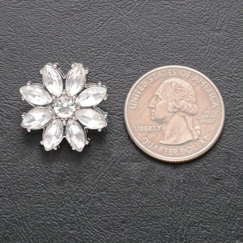 4/8 Stück luxuriöse funkelnde Kristallknöpfe in Blumenform, dicke silberne Metall-Nähknöpfe für Kleidung, dekorativer DIY-Schmuck, 22 mm, Silber, 8 Stück 4/8 Stück luxuriöse funkelnde Kristallknöpfe in Blumenform, dicke silberne Metall-Nähknöpfe für Kleidung, dekorativer DIY-Schmuck, 22 mm, Silber, 8 Stück von YOGAES