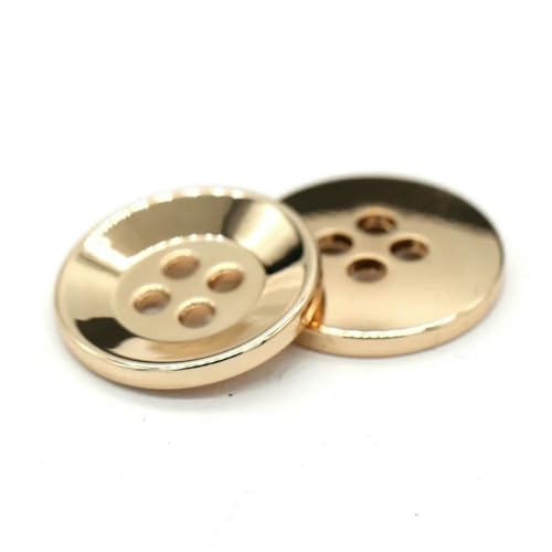 4 Löcher 11/15/20/25 mm runde Damenmantel-Metallknöpfe in Gold für Kleidung, Modeanzug, Blazer, Jacke, Strickwaren, groß, DIY-Bastelarbeiten, Gold, 17 mm, 6 Stück von YOGAES