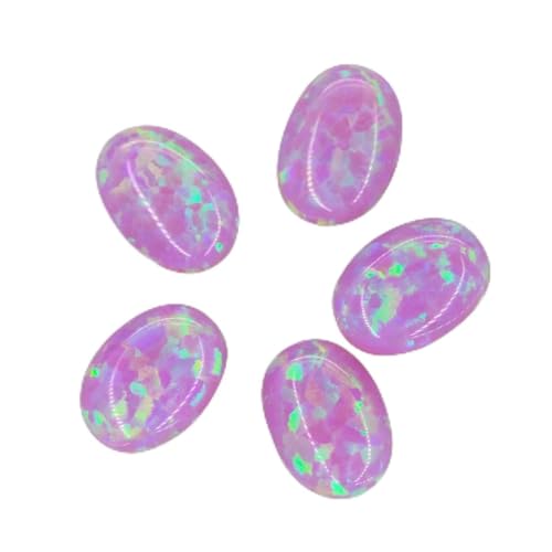 4 x 6 mm – 7 x 9 m, lose, im Labor hergestellte Opal-Edelsteine, ovale Form, flache Basis, Cabochon, Opalsteine, Halbedelsteine, Perlen für Schmuck, OP10-6 x 8 mm, 10 Stück von YOGAES