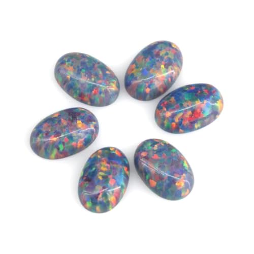 4 x 6 mm – 7 x 9 m, lose, im Labor hergestellte Opal-Edelsteine, ovale Form, flache Basis, Cabochon, Opalsteine, Halbedelsteine, Perlen für Schmuck, OP32-4 x 6 mm, 10 Stück von YOGAES