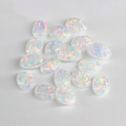 4 x 6 mm – 7 x 9 m Opal, lose, im Labor hergestellte Edelsteine, ovale Form, flache Basis, Cabochon, Opalsteine, Halbedelsteine, Perlen für Schmuck – FI06 – 6 x 8 mm, 10 Stück von YOGAES