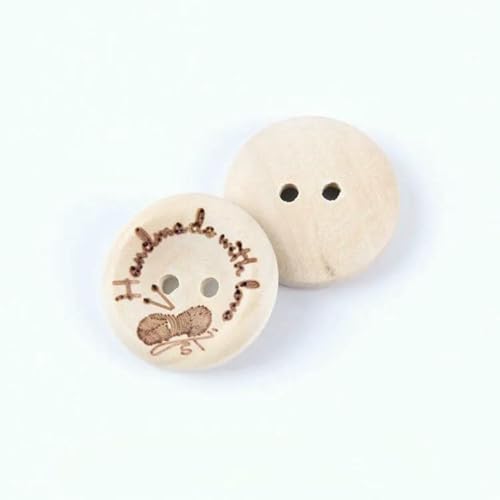 40 Stück 20 mm runde Holzknöpfe, handgefertigt mit Liebe, Laser-Nähen, DIY, 2 Löcher, Kleidungsstück, Pullover, Basteln für Scrapbooking, Verzierung, Strickgarn von YOGAES