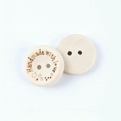 40 Stück 20 mm runde Holzknöpfe, handgefertigt mit Liebe, Lasernähen, DIY, 2 Löcher, Kleidungsstück, Pullover, Basteln für Scrapbooking, Verzierung – mit Sternen von YOGAES