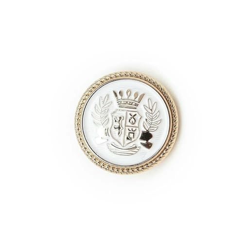 5 Stück runde, geschnitzte Anstecker, Emaille-Metallknöpfe zum Nähen, Scrapbook, Jacke, Blazer, Pullover, Basteln, Handarbeit, Kleidung, 15–25 mm, Weiß, 15 mm von YOGAES
