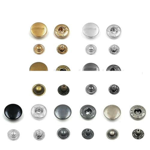50 Sets Druckknöpfe aus Metall, Druckknöpfe zum Nähen von Kleidung, Kleidersäcken, Schuhen, Lederhandwerk, 831/633/655/201/203, 35 Stück, gemischte Farbe, A-17 mm von YOGAES
