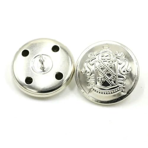 50 Stück 15–25 mm Metallknöpfe, antiker Messing-Ösenknopf für Kleidung, Jeans, Reparaturset, Handarbeitsschnalle, DIY-Strick-Nähzubehör, B3-13, Silber, 15 mm von YOGAES