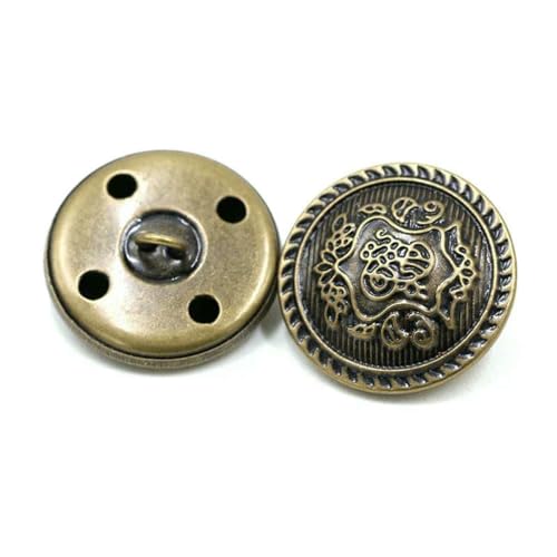 50 Stück 15–25 mm Metallknöpfe, antiker Messing-Ösenknopf für Kleidung, Jeans, Reparaturset, Handarbeitsschnalle, DIY-Strick-Nähzubehör, B3-15-Bronze-25 mm von YOGAES