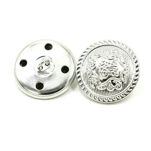 50 Stück 15–25 mm Metallknöpfe, antiker Messing-Ösenknopf für Kleidung, Jeans, Reparaturset, Handarbeitsschnalle, DIY-Strick-Nähzubehör, B3-15-Silber-15 mm von YOGAES