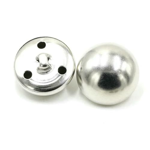 50 Stück 15–25 mm Metallknöpfe, antiker Messing-Ösenknopf für Kleidung, Jeans, Reparaturset, Handarbeitsschnalle, DIY-Strick-Nähzubehör, ZK2000, Silber, 18 mm von YOGAES