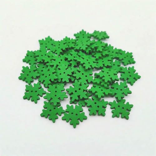 50 Stück 18 mm Holzknöpfe mit Weihnachtsschneeflocken-Motiv, Verzierungen, Kartenherstellung, DIY, Winterbasteln, Weihnachten, 2 Löcher, Nähzubehör, Grün 50 Stück 18 mm Holzknöpfe mit Weihnachtsschneeflocken-Motiv, Verzierungen, Kartenherstellung, DIY, Winterbasteln, Weihnachten, 2 Löcher, Nähzubehör, Grün von YOGAES