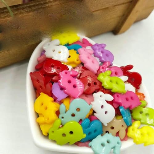 50 Stück Mix Kaninchen Kinderknöpfe Nähen Handwerk 2 Löcher PT115-Standard von YOGAES