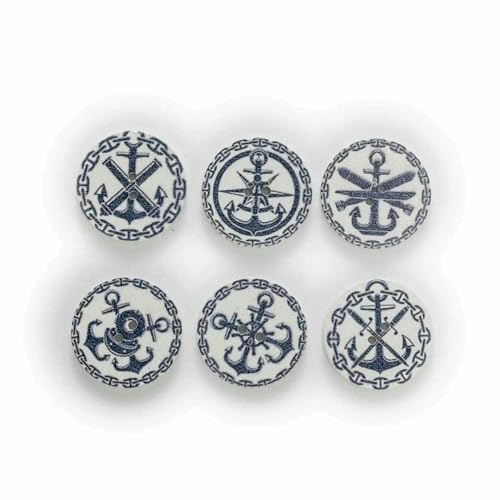 50 Stück runde Anker-Motiv-Druck, weiße Holzknöpfe, Handarbeit, Nähen, Scrapbooking, Kleidung, Basteln, Zubehör, Karte, 15–25 mm–20 mm von YOGAES