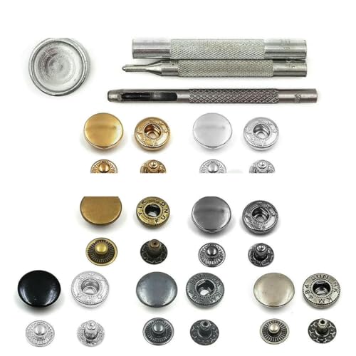 50er-Set Druckknöpfe, Metall, Druckknöpfe, Set mit 4 optionalen Installationswerkzeugen für Kleidung, Kleidersäcke, Schuhe, Lederhandwerk, 70 Sets, 7-Farben-Se von YOGAES