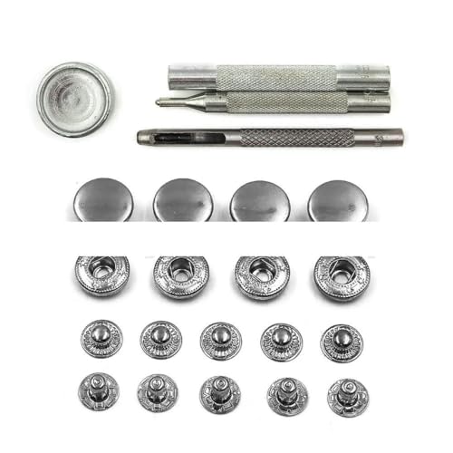 50er-Set Druckknöpfe, Metall, Druckknöpfe, Set mit 4 optionalen Montagewerkzeugen für Kleidung, Kleidersäcke, Schuhe, Lederhandwerk, Gunblack mit Werkzeug, 17 50er-Set Druckknöpfe, Metall, Druckknöpfe, Set mit 4 optionalen Montagewerkzeugen für Kleidung, Kleidersäcke, Schuhe, Lederhandwerk, Gunblack mit Werkzeug, 17 von YOGAES