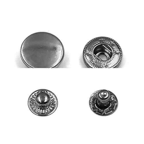 50er-Set Druckknöpfe, Metalldruckknöpfe, Druckknopfnieten, optionales Installationswerkzeug-Set für Lederhandwerk, Kleidung, Kleidersäcke, Schuhe – Gunblack, kein Werkzeu von YOGAES