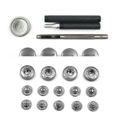 50er-Set Druckknopf-Set, Metalldruckknöpfe, Druckknopfnieten, optionale Installationswerkzeuge für Kleidung, Kleidersäcke, Schuhe, Lederhandwerk, Gunblack-Werkzeugset B-15 50er-Set Druckknopf-Set, Metalldruckknöpfe, Druckknopfnieten, optionale Installationswerkzeuge für Kleidung, Kleidersäcke, Schuhe, Lederhandwerk, Gunblack-Werkzeugset B-15 von YOGAES