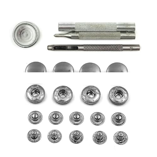 50er-Set Druckknopf-Set, Metalldruckknöpfe, Druckknopfnieten, optionale Installationswerkzeuge für Kleidung, Kleidersäcke, Schuhe, Lederhandwerk, Gunblack mit Werkzeug, 15 50er-Set Druckknopf-Set, Metalldruckknöpfe, Druckknopfnieten, optionale Installationswerkzeuge für Kleidung, Kleidersäcke, Schuhe, Lederhandwerk, Gunblack mit Werkzeug, 15 von YOGAES