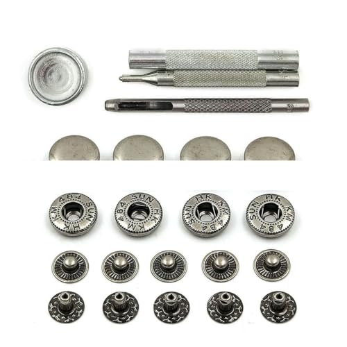 50er-Set Druckknopf-Set, Metalldruckknöpfe, Druckknopfnieten, optionale Installationswerkzeuge für Kleidung, Kleidersäcke, Schuhe, Lederhandwerk, Nickel mit Werkzeug, 17 m 50er-Set Druckknopf-Set, Metalldruckknöpfe, Druckknopfnieten, optionale Installationswerkzeuge für Kleidung, Kleidersäcke, Schuhe, Lederhandwerk, Nickel mit Werkzeug, 17 m von YOGAES