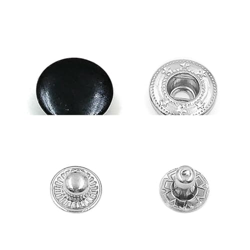 50er-Set Druckknopf-Set, Metalldruckknöpfe, Druckknopfnieten, optionale Installationswerkzeuge für Kleidung, Kleidersäcke, Schuhe, Lederhandwerk, Schwarz, 20 mm (831) von YOGAES