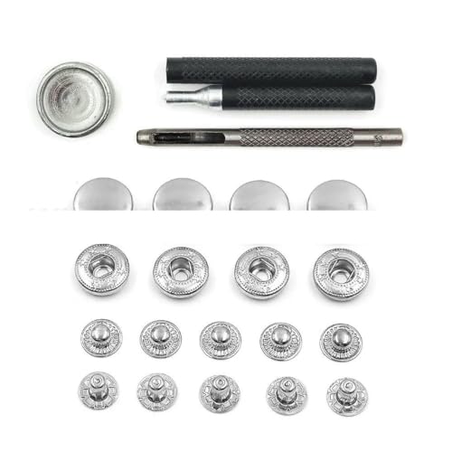 50er-Set Druckknopf-Set, Metalldruckknöpfe, Druckknopfnieten, optionale Installationswerkzeuge für Kleidung, Kleidersäcke, Schuhe, Lederhandwerk, silbernes Werkzeugset B-1 50er-Set Druckknopf-Set, Metalldruckknöpfe, Druckknopfnieten, optionale Installationswerkzeuge für Kleidung, Kleidersäcke, Schuhe, Lederhandwerk, silbernes Werkzeugset B-1 von YOGAES