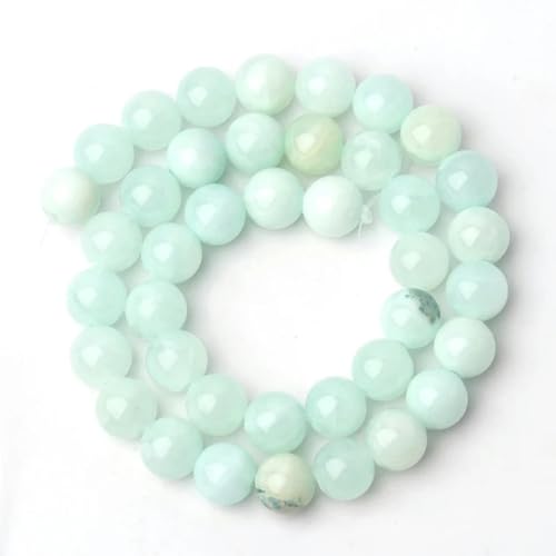 6/8/10 mm Naturstein, saphirfarben, jadeblau, runde, lose Perlen für Schmuckherstellung, Zubehör, DIY-Charm-Armbänder, 15 Zoll, Hellblauer Jade, 10 mm (ca. 36 Stück) von YOGAES