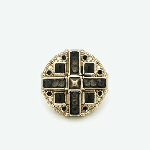6 Stück/Los 22,5 mm rosa Ölknopf eingelegter Diamantmantel dekorativer Knopf vielseitiger Tweedmantel Anzug Pullover Metallknopf N088-schwarz-22,5 mm von YOGAES