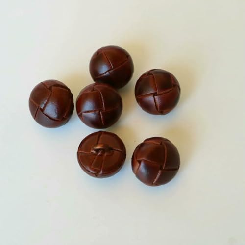 6 Stück/Los Lederbezogene Knöpfe 15/19/21/23/26mm beige schwarz braun Lederknopf für Mäntel Jacke Schnalle-Fußball tiefbraun-15mm von YOGAES