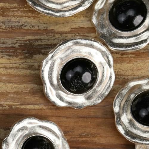 6 Stück Luxus-Metallknöpfe, silberfarben, für Winter und, Mantel, Kleidung, Nähzubehör, große Perlen, Stricken, Damenmode, silberfarben, 18 mm (6 Stück) von YOGAES