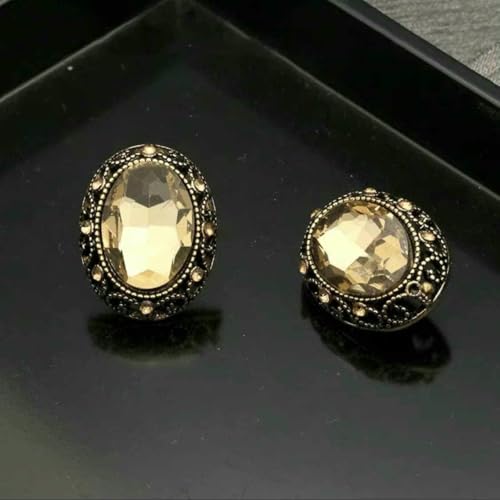 6 Stück bunte ovale Strass-Metallknöpfe, DIY, quadratisch, Diamant, Vintage-Edelsteinknopf für Kleidung, Mantel, Strickjacke, Pullover, Nähnadel, 5–362–6–18 mm von YOGAES