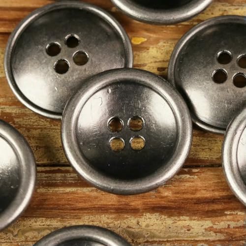 6 Stück runde Ränder, schwarz-silber, 4 Löcher, einfache Metallknöpfe aus Zinklegierung, Nähzubehör, Strickzubehör, Herrenjacken-Design, Schwarz, 20 mm (6 Stück) von YOGAES