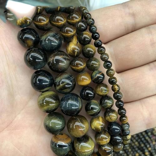 A+ Natürliche blaue gelbe Tigerauge-Achat-Perlen, Katzenaugen-Stein, runde Perlen, 38,1 cm Strang, 4, 6, 8, 10, 12 mm, für Schmuckherstellung, DIY-Armband, gelb-blaues Tigerauge, 8 mm, 46 Stück A+ Natürliche blaue gelbe Tigerauge-Achat-Perlen, Katzenaugen-Stein, runde Perlen, 38,1 cm Strang, 4, 6, 8, 10, 12 mm, für Schmuckherstellung, DIY-Armband, gelb-blaues Tigerauge, 8 mm, 46 Stück von YOGAES