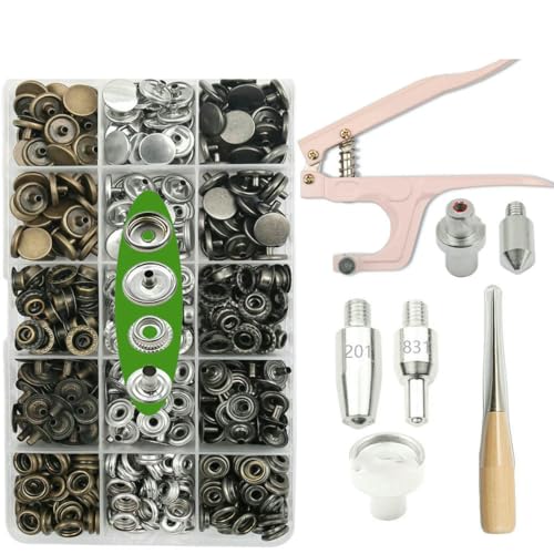 Metall-Druckknöpfe, Knopf-Kits mit Befestigungs-Botones, Installationszange, Nähzubehör für Kleidung, Jacke, Lederhandwerk, 203 mit Werkzeug von YOGAES