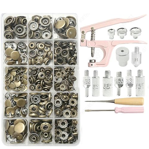 Metall-Druckknöpfe, Knopf-Sets mit Befestigungs-Botones, Installationszange, Nähzubehör für Kleidung, Jacke, Leder, Bastelset B von YOGAES