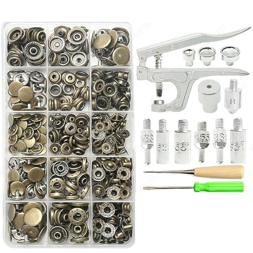 Metall-Druckknöpfe, Knopf-Sets mit Befestigungselementen, Botones-Montagezange, Nähzubehör für Kleidung, Jacken, Lederhandwerk, SET BS von YOGAES