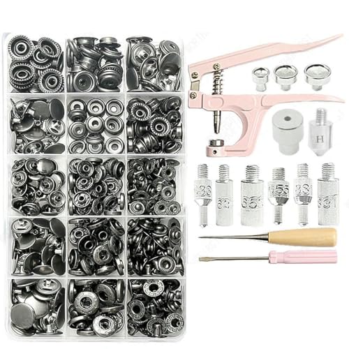 Metall-Druckknöpfe, Knopf-Sets mit Befestigungselementen, Botones-Montagezange, Nähzubehör für Kleidung, Jacken, Lederhandwerk, Set C von YOGAES