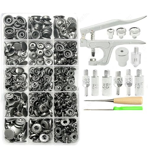 Metall-Druckknöpfe, Knopf-Sets mit Befestigungselementen, Botones-Montagezange, Nähzubehör für Kleidung, Jacken, Lederhandwerk, Set CS von YOGAES