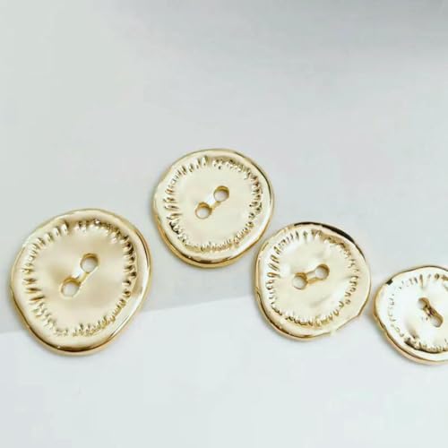 Metallknöpfe, 10er-Set, für Lederhandwerk, Nähen, Jacke, Mantel, Anzug, DIY, unregelmäßig, 2-Loch, Silber, Gold, Kupfer, Kleidungszubehör, 1–18 mm, 10 Stück von YOGAES