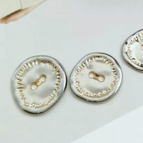 Metallknöpfe, 10er-Set, für Lederhandwerk, Nähen, Jacke, Mantel, Anzug, DIY, unregelmäßig, 2-Loch, Silber, Gold, Kupfer, Kleidungszubehör, 3–23,0 mm, 10 Stück von YOGAES