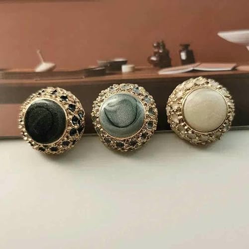 Modische, luxuriöse Metallknöpfe in Gold für Kleidung, Krone, Perlenkugel, Vintage, dekorativer Mantel, Nähzubehör, neu, 3 Stück, gemischt, 25 mm, 3 Stück von YOGAES